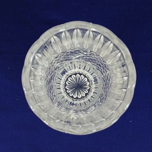 Vase Pressed Glass Diamond Cut Frosted Ridge Pattern Scalloped Rim 8.25" Tall - Picture 10 of 10
